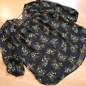 LAUREN CONRAD - Black Sheer Flouncy Top - XL